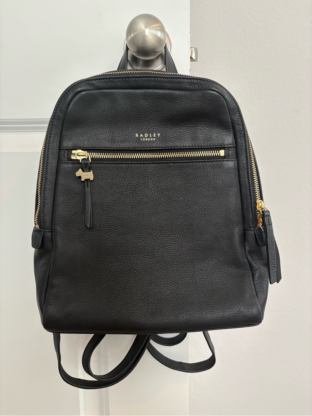 Radley London Black Leather Mini Backpack With Gold Hardware
